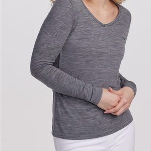 Woolx 2XL Graphite Grey Layla V-Neck Long Sleeve Top